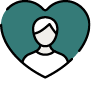 Icono de una silueta y corazón de fondo.